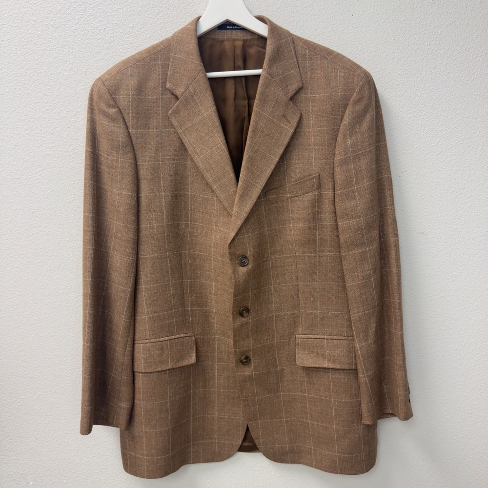 Polo University Club Ralph Lauren Blazer Mens 42T Tan Silk Wool Linen Old Money
